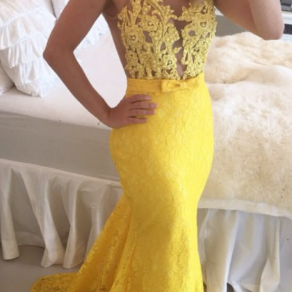 Charming Lace Prom Dresses,appliqued Lace Mermaid..