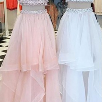Prom Dresses Two Piece Bateau Asymmetrical..