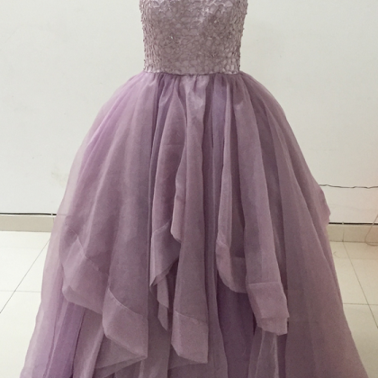 Purple Prom Dresses, Lace Prom Dresses, Crystal..