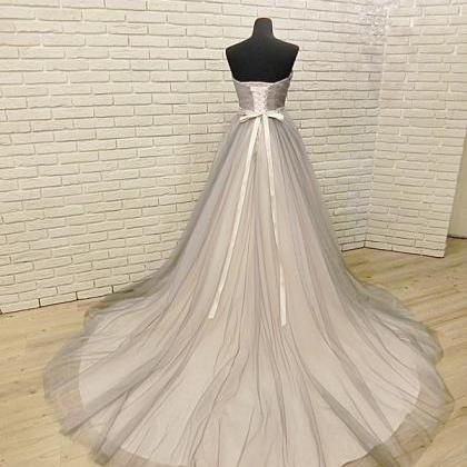 Sweetheart Formal Party Dress,silver Tulle Prom..