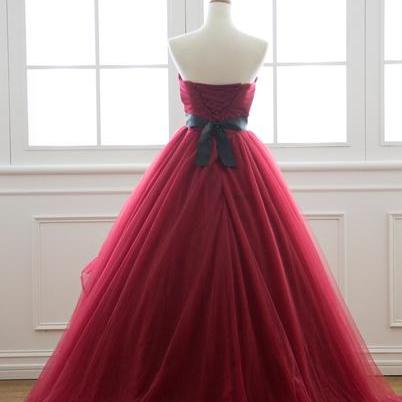 Ball Gown Burgundy Wedding Dress,sweetheart..