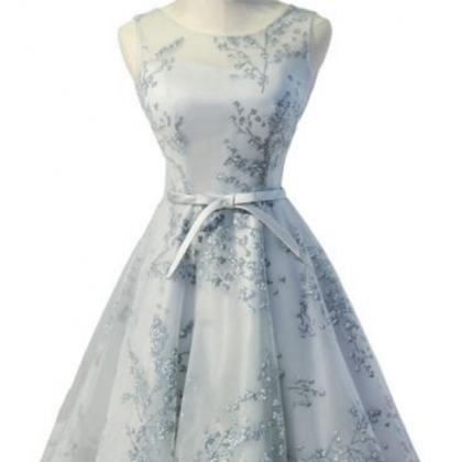 Light Blue Floral Embroidery Sheer Illusion..