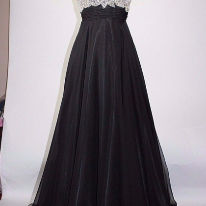 Black Prom Dresses Long Elegant Backless Beaded..