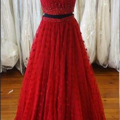 Two Piece Prom Dress, Sexy Long Prom Dress,halter..