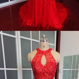 Luxurious Red Prom Dress,sexy Prom Dress,tulle..