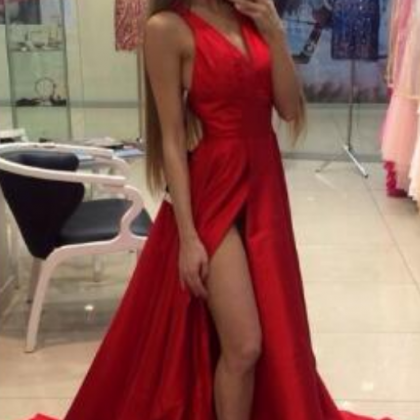 Simple Red Prom Dresses,long Prom Dresses For..