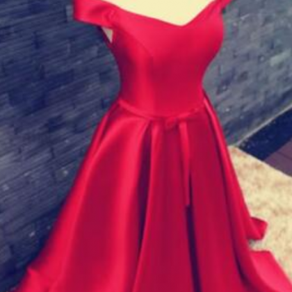 Elegant Lace Up Prom Dress,stain Prom Dress,red..