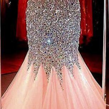 Sleeveless V-neck Prom Dress,mermaid Prom..