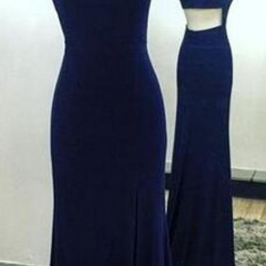 Halter Prom Gowns,simple Party Dress,dark Blue..