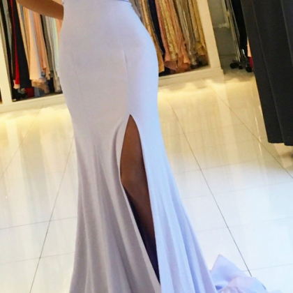 Sexy High Neck Mermaid Long Prom Dress With..