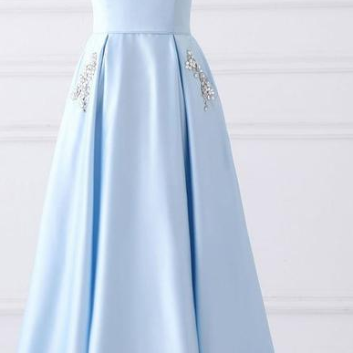 Charming Strapless Lace Up Prom Dresses,sky Blue..