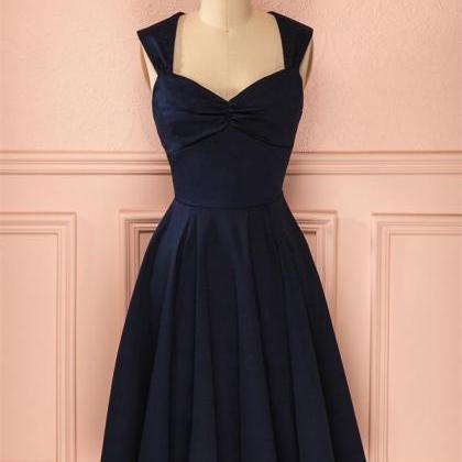 Vintage Dresses,simple Short Navy Blue Homecoming..