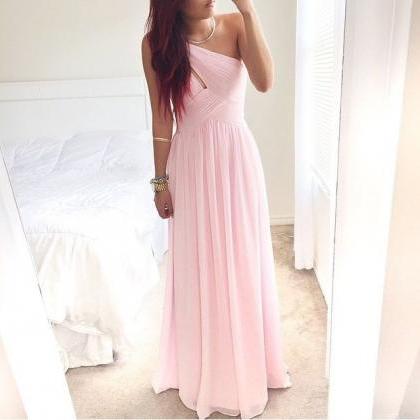 One Shoulder Prom Dresses,pink Prom Dress,evening..