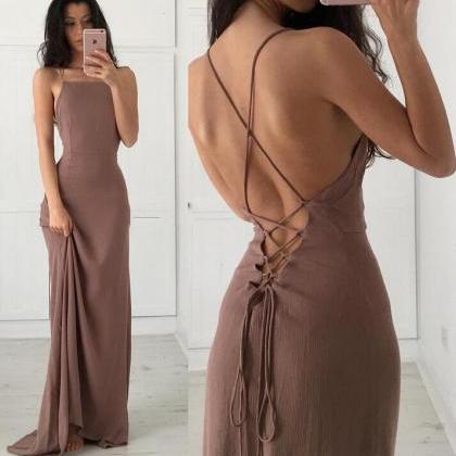 Floor Length Backless Prom Dress ,sexy..