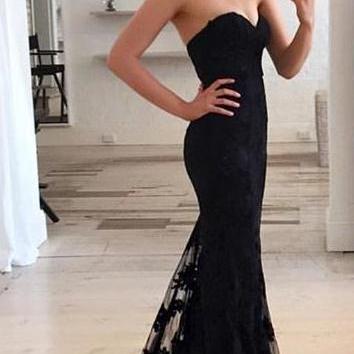 Black Lace Prom Dress,mermaid Prom Dresses,prom..