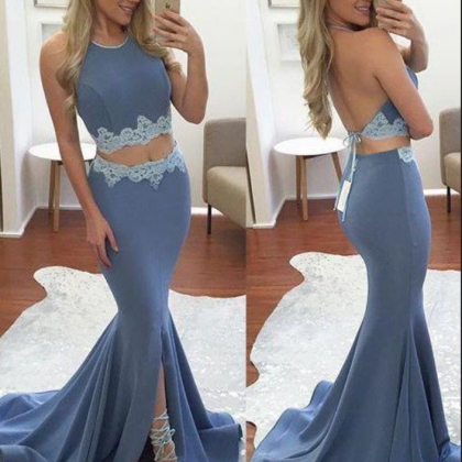 Prom Dresses,lace Prom Dress, Prom Gown,2 Pieces..