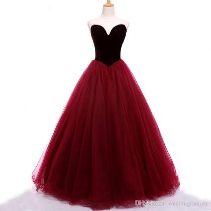 Stunning Prom Dressess Dark Red Burgundy Velvet..