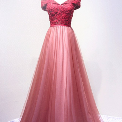 Off Shoulder Cute Style Pink Party Dresses, Pink..