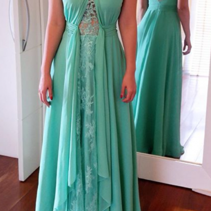Long Prom Dresses ,green Prom Gowns, Beading Prom..