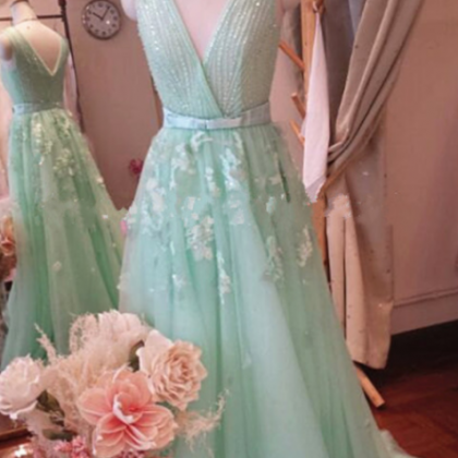 Mint Green Prom Dress,zuhair Prom Dress,crystal..