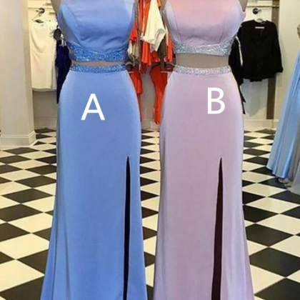 Two Piece Prom Dresses,high Neck Prom Dress,prom..