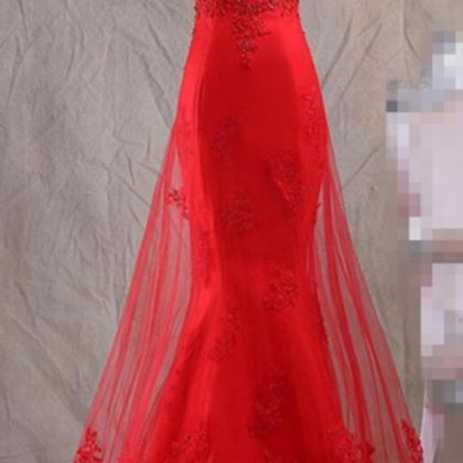 Red Evening Dresses,mermaid Evening Dresses,red..