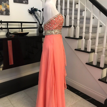 Sparkly Coral Prom Dresses Sweetheart Beaded..
