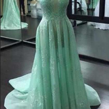 Boat Neck Cap Sleeves Lace Prom Dresses See..