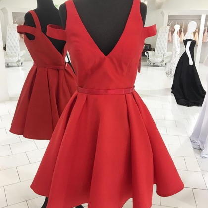 Short Red Prom Dress Homecoming Dress 2017, Prom..