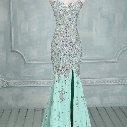 Strapless Sweetheart Mermaid Chiffon Prom Dress..
