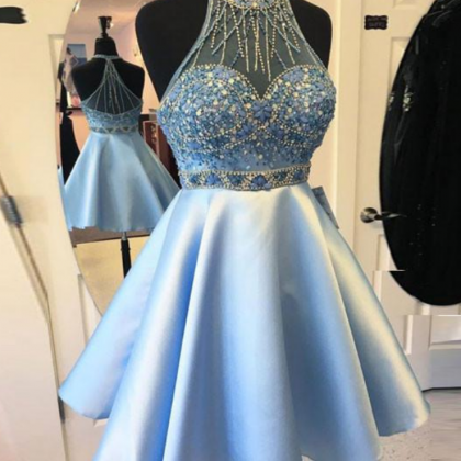 Cute Blue Short Prom Dress, Blue Homecoming Dress