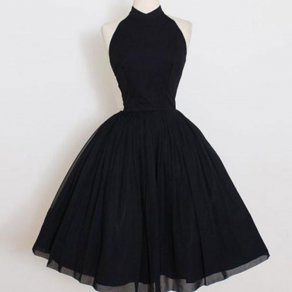 Cute Black Short Prom Dress, Black Homecoming..