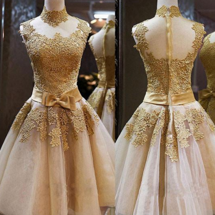 Cute Tulle Lace Applique Short Prom Dress,..