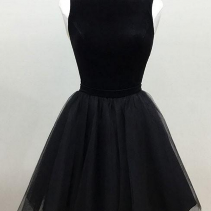 Ck Tulle Short Prom Dress, Cute Black Homecoming..