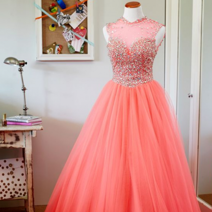 Beading Custom Made Prom Dresses, Floor-length..