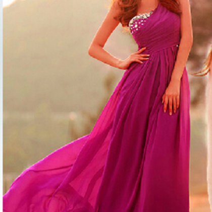 Purple Bridesmaid Dress, One Shoulder Bridesmaid..
