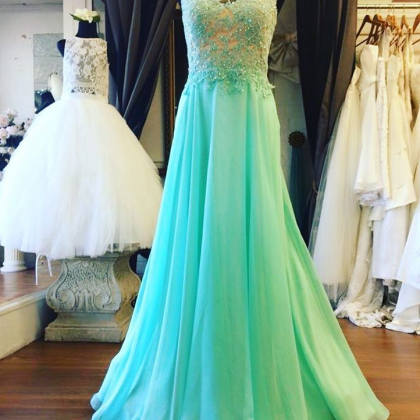 Prom Dresses,prom Dress,mint Green Illusion Sheer..