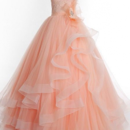 Prom Dresses Charming Long Tiered Tulle Appliques..