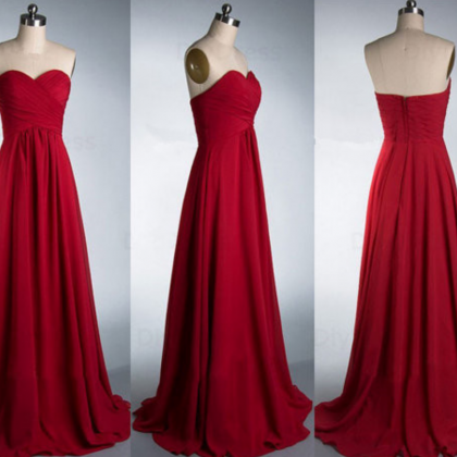 A-line Red Chiffon Bridesmaid Dresses,prom..