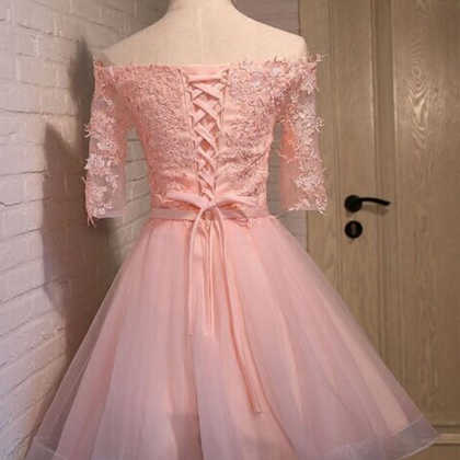 2016 Custom Long Sleeve Homecoming Dresses, Pink..