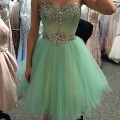 2016 Emerald Homecoming Dresses, Beaded Prom..
