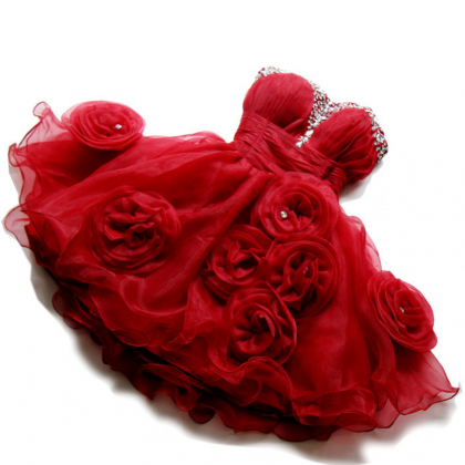 Romantic Red Prom Dresses,organza Homecoming..