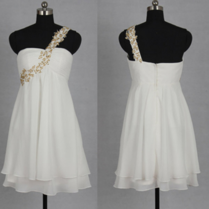 Charming White Homecoming Dresses,one-shoulder..