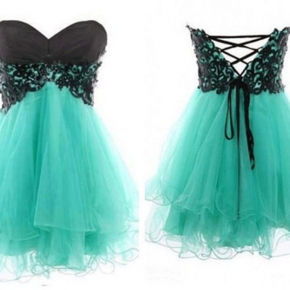 Lace Ball Gown Sweetheart Mini Prom Dress, Short..