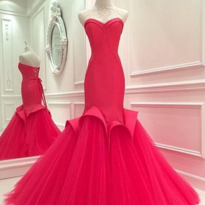 Red Prom Dresses,evening Dress,beaded Prom..