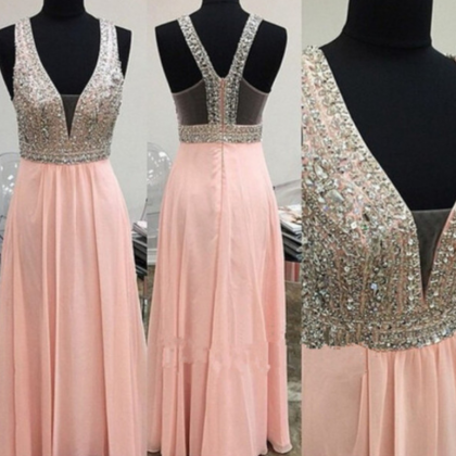 Blush Pink Prom Dresses,open Back Prom Gowns,pink..