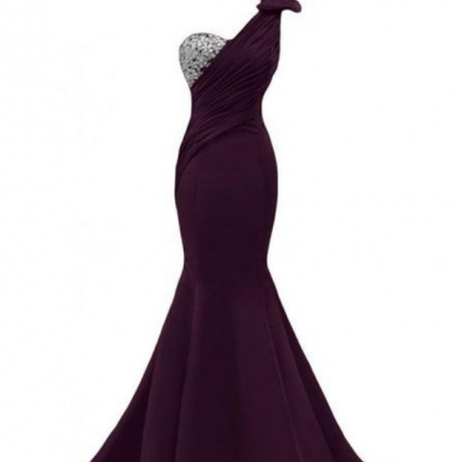Prom Gown,grape Prom Dresses,one Shoulder Evening..