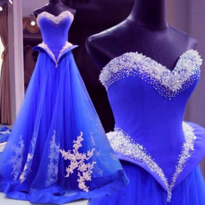 Royal Blue Prom Dresses,royal Blue Strapless Prom..