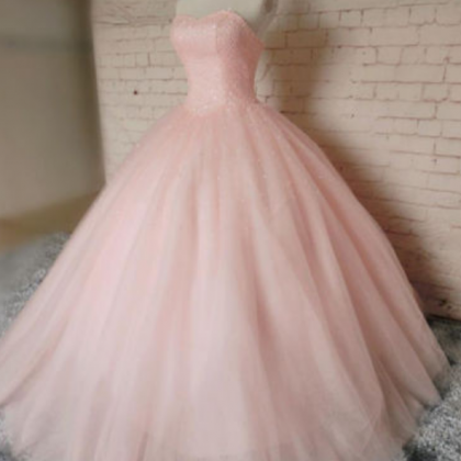 Pink Ball Gown Beading Prom Dress,real Made High..
