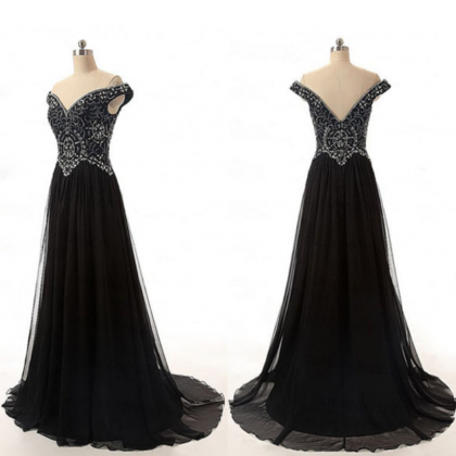 Long Prom Dress, Black Prom Dress, Modest Prom..